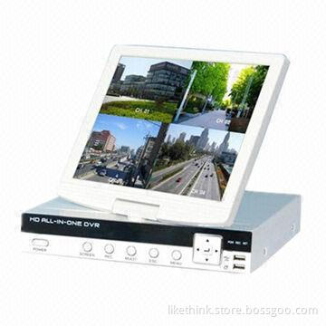 4-channel Standalone DVR with 10-inch Flip TFT Monitor and 2CH Audio, 4CH Video Input, HDMI, P2P
